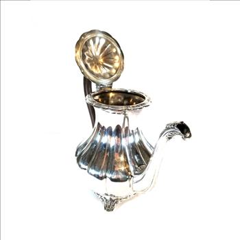 Antique Silver Plate Tea Kettle With Hinged Lid