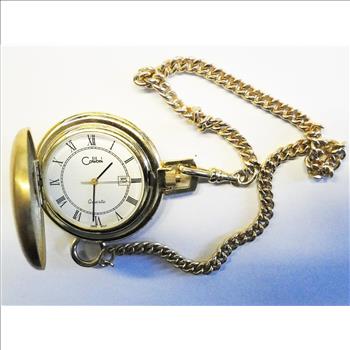 Beautiful Gold Plated Colibri Hunter Case Quartz Pocket Watch