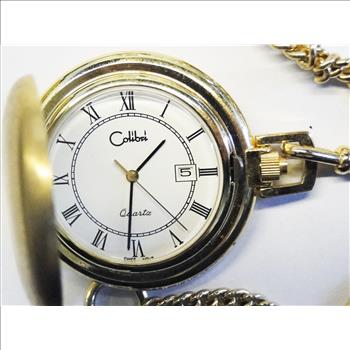 Beautiful Gold Plated Colibri Hunter Case Quartz Pocket Watch