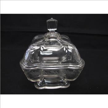 1930s Press Glass Covered Dish