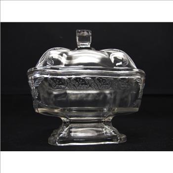 1930s Press Glass Covered Dish