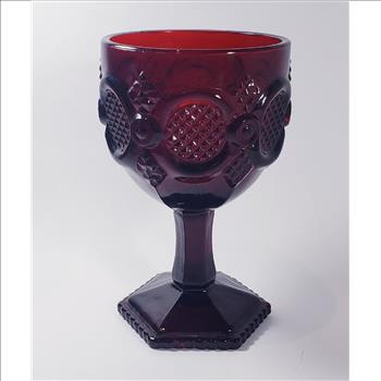 VTG AVON Cape Cod  Ruby Red Footed Pedestal Goblet/Wine Glass