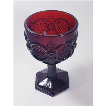 VTG AVON Cape Cod  Ruby Red Footed Pedestal Goblet/Wine Glass