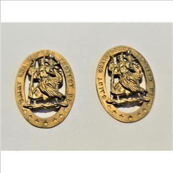 Saint Christopher Vintage Medallion c1965 2 Pieces