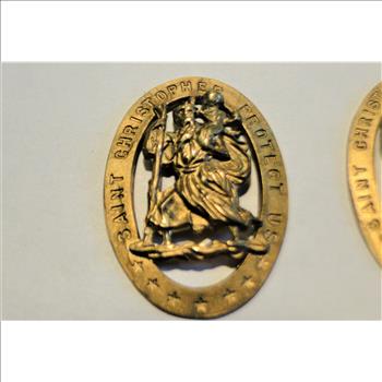Saint Christopher Vintage Medallion c1965 2 Pieces