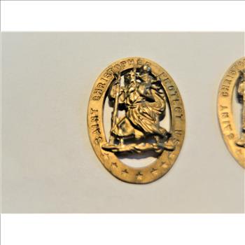 Saint Christopher Vintage Medallion c1965 2 Pieces