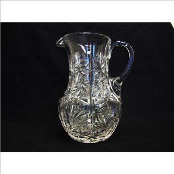 Vintage Crystal Pitcher with Pinwheel Design