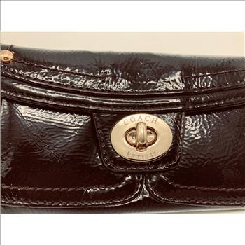 Coach Turnlock Black Patent Leather Wallet