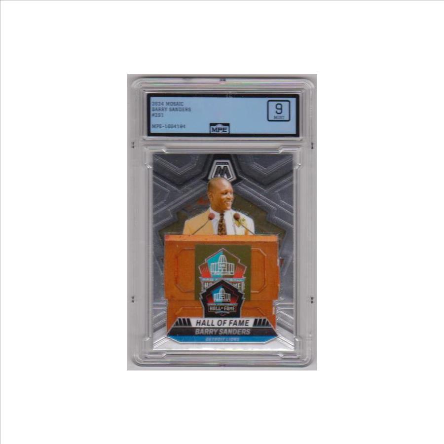 Graded MPE Mint 9 - Barry Sanders 2024 Panini Mosaic #291 Card
