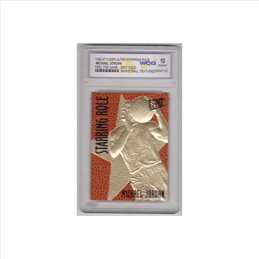 Graded Gem Mint 10 - Michael Jordan 1996-97 Fleer Ultra Starring Role Feel The Game 23 Kt Gold Card