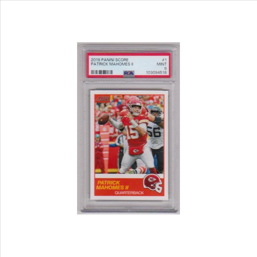 Graded PSA Mint 9 - Patrick Mahomes 2019 Score #1 Card