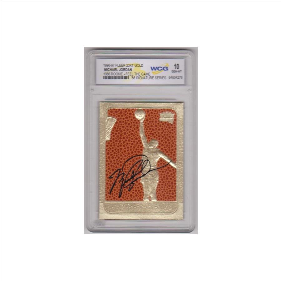 Graded Gem Mint 10 - Michael Jordan 1996-97 Fleer Feel The Game '86 Signature Series 23 Kt Gold Card