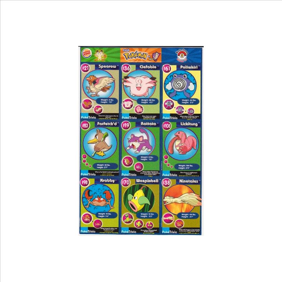 1999 Pokemon Master Trainer Collector Set Uncut 9 Card Sheet #9 w/ Poliwhirl + More
