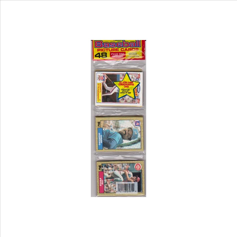 1987 Topps Baseball 49 Card Rack Pack w/ Darryl Strawberry On Front