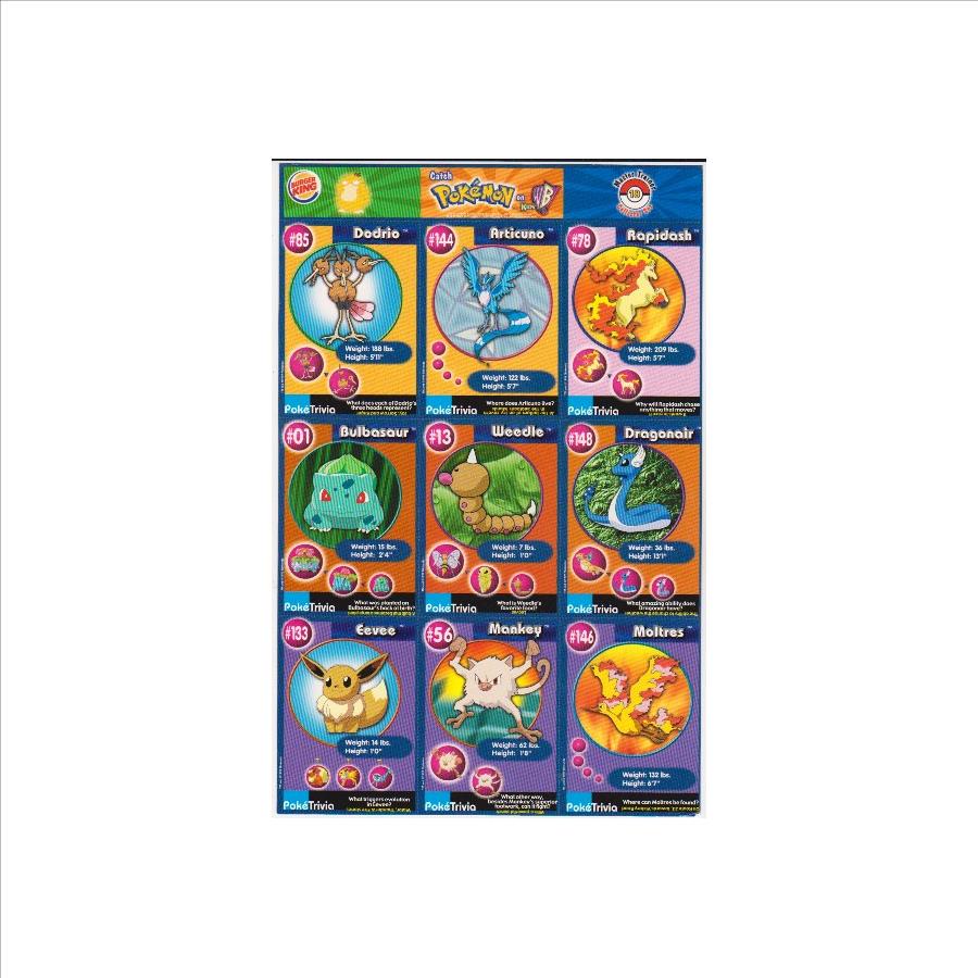 1999 Pokemon Master Trainer Collector Set Uncut 9 Card Sheet #18