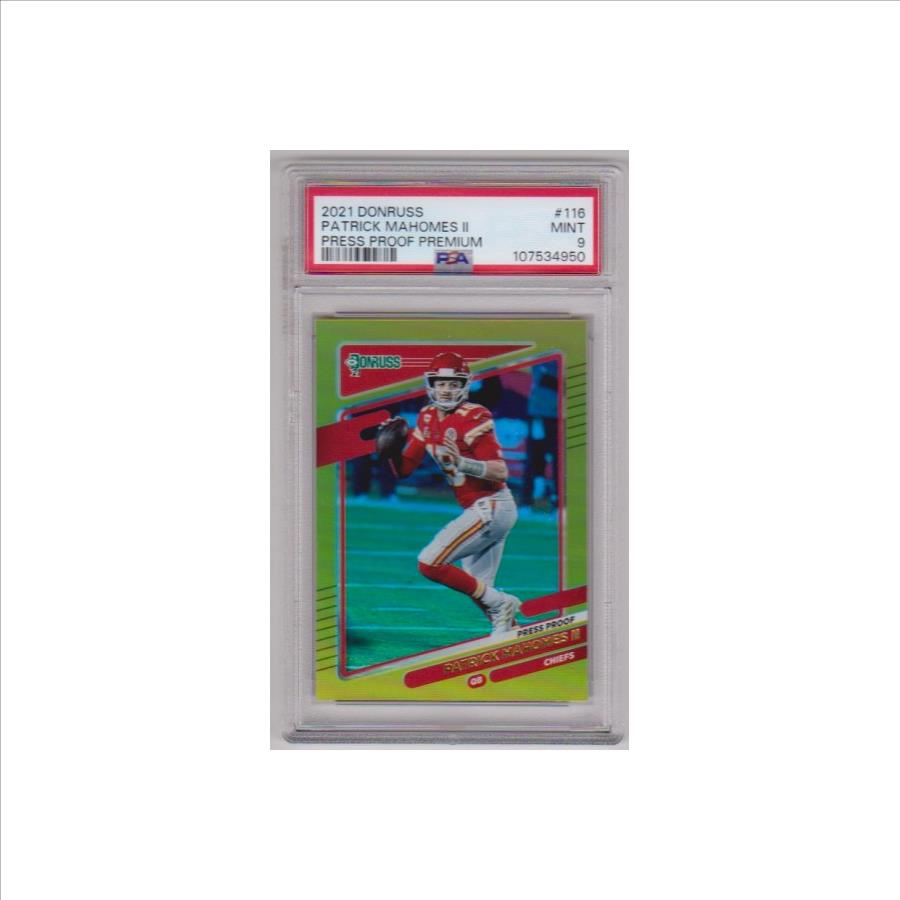 Graded PSA Mint 9 - Patrick Mahomes 2021 Donruss Press Proof Premium #116 Card