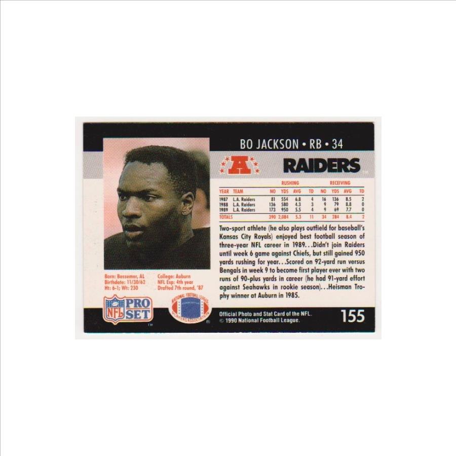 Wrong Front Error - Bo Jackson 1990 Pro Set Football Card