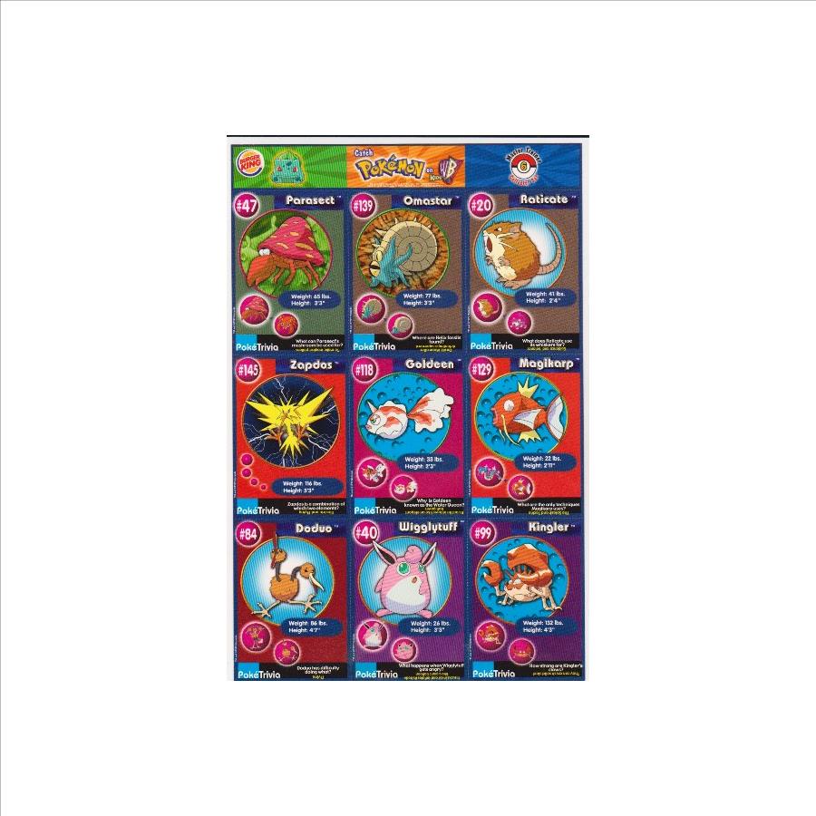 1999 Pokemon Master Trainer Collector Set 9 Card Uncut Sheet #6