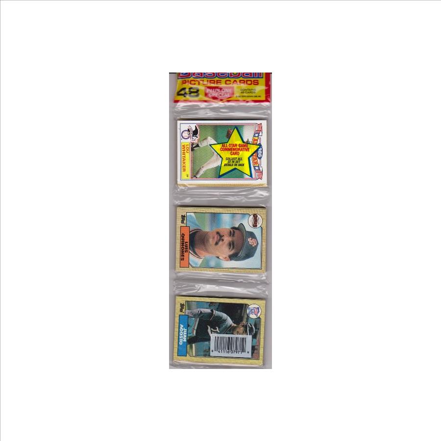 1987 Topps Baseball 49 Card Rack Pack w/ Lou Whitaker On Front
