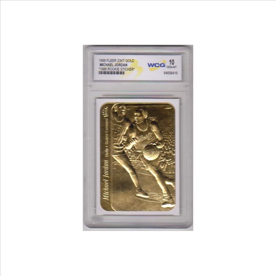 Graded Gem Mint 10 - Michael Jordan 1998 Fleer '86 Rookie Sticker 23 Kt Gold Card