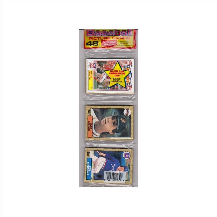 1987 Topps Baseball 49 Card Rack Pack w/ Ozzie Smith On Front