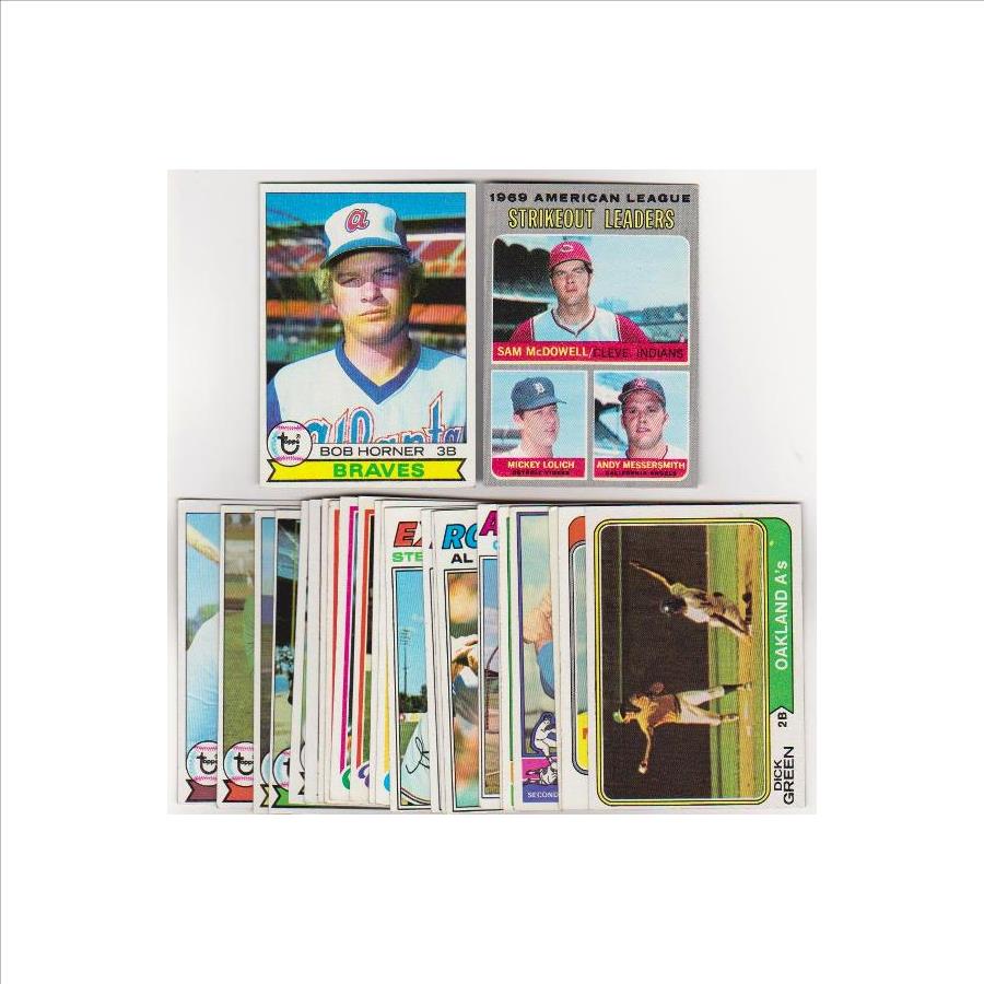 25 Different 1970's Topps Baseball Cards (1970-1979) w/ Bob Horner+ More
