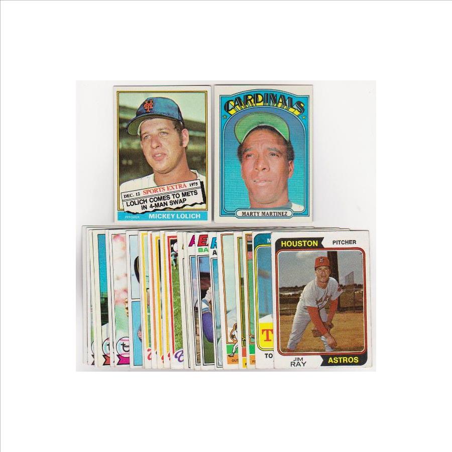 25 Different 1970's Topps Baseball Cards (1972-1979) w/ Mickey Lolich + More
