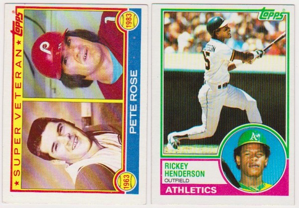 1983 Topps Pete Rose #101 + Rickey Henderson #180 Card Pair