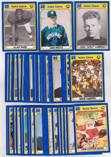 50 Different 1990 Notre Dame Collegiate Collection Cards w/ Alan Page + More