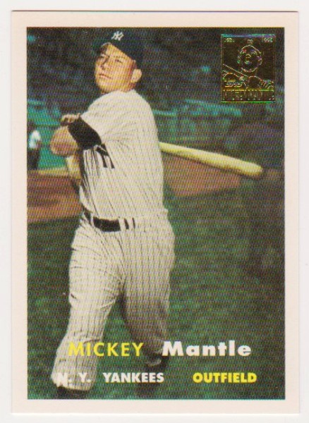 Mickey Mantle 1957 Topps #95 Commemorative Card - 1996 Topps #7 of 19 Insert Card