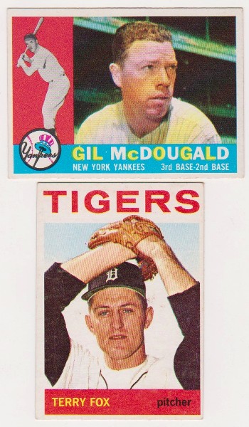 1960 Topps Gil McDougald #247 + 1964 Topps Terry Fox #387 Card Pair