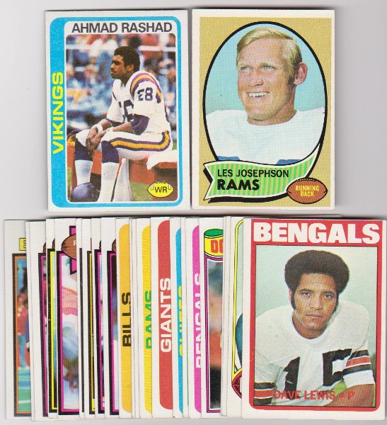 24 Different 1970's Topps Football Cards (1970-1979) w/ Ahmad Rashad+ More
