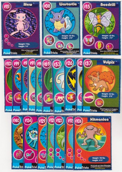 20 Different 1999 Pokemon Master Trainer Cards From Burger King Set w/ Mew + More