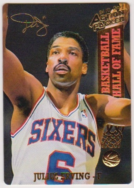 24 Kt Gold - Julius Erving - 1993 Action Packed 24 Kt Gold #56G Insert Card - #305/2500