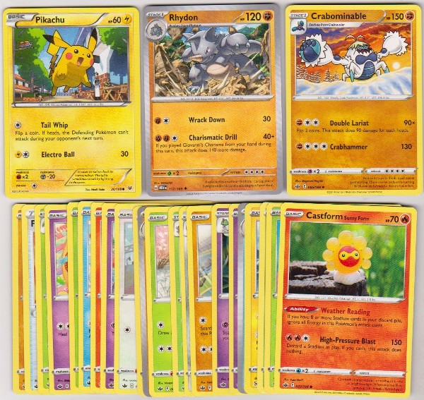 25 Different Pokemon Trading Cards w/ Pikachu + More