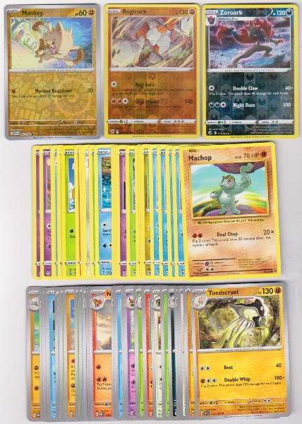 50 Different Pokemon Trading Cards w/ 3 REVERSE HOLOS + More