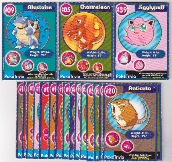 20 Different 1999 Pokemon Master Trainer Cards From Burger King Set w/ Jigglypuff + More