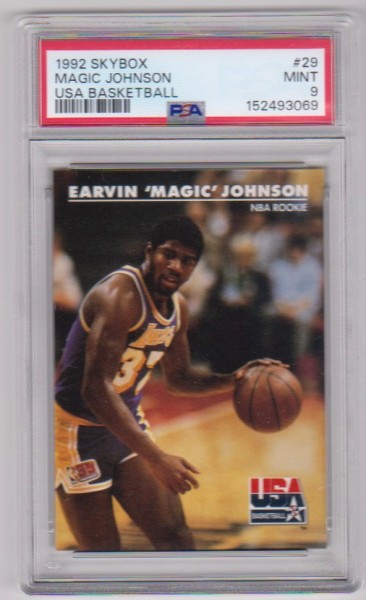 Graded PSA Mint 9 - Magic Johnson 1992 Skybox USA #29 Card