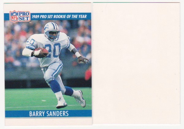 Barry Sanders 1990 Pro Set White Border Double Front Error + Blank Front Error Card Pair