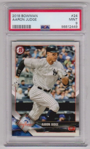 Graded PSA Mint 9 - Aaron Judge 2018 Bowman #24 Card