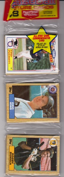 1987 Topps Baseball 49 Card Rack Pack w/ Kirby Puckett On Front