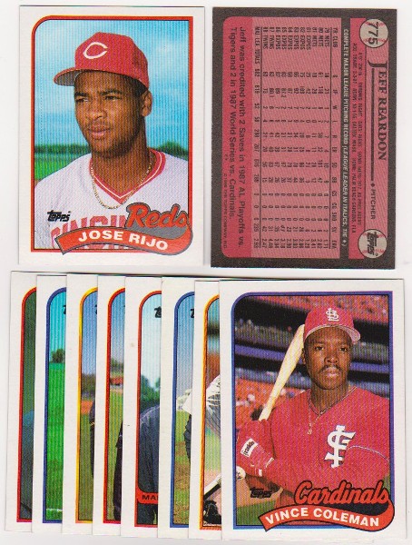 ERROR LOT - 10 Different 1989 Topps Baseball Wrong Back Errors - Jose Rijo + More