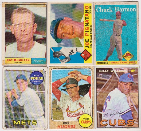 6 Different 1950's/1960's Topps Baseball Cards w/ Billy Williams + More