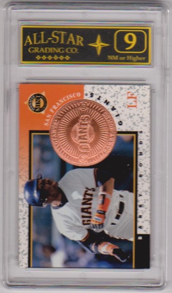 Graded 9 - Barry Bonds 1998 Pinnacle Mint Collection #3 Card