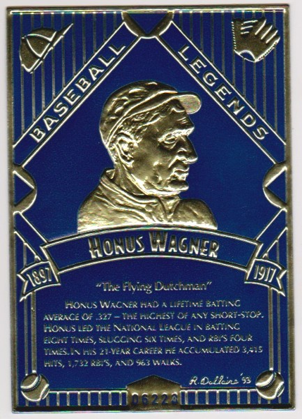 1993 Legendary Foils Honus Wagner Sculpted Card With COA