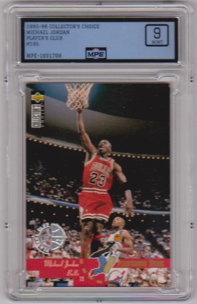 Graded MPE Mint 9 - Michael Jordan 1995-96 Collector's Choice Players Club #195 Insert Card