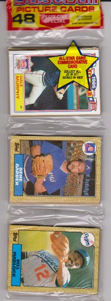 1987 Topps Baseball 49 Card Rack Pack w/ Dale Murphy On Front