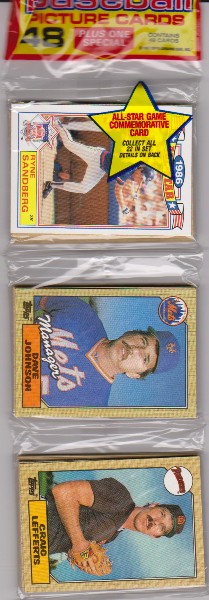 1987 Topps Baseball 49 Card Rack Pack w/ Ryne Sandberg On Front