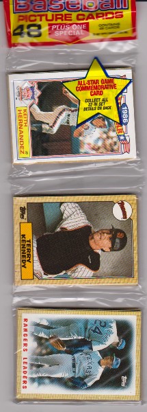 1987 Topps Baseball 49 Card Rack Pack w/ Keith Hernandez On Front