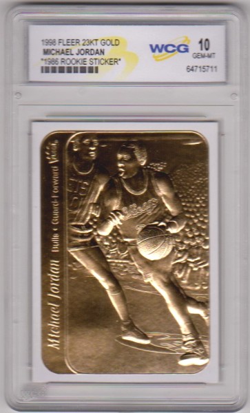 Graded Gem Mint 10 - Michael Jordan 1998 Fleer '86 Rookie Sticker 23 Kt Gold Card